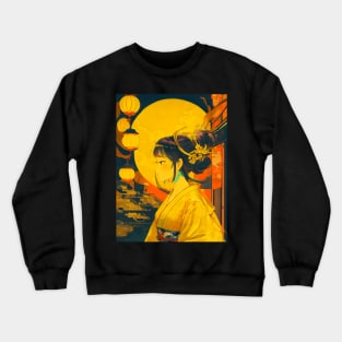 Yellow neon Japanese girl Crewneck Sweatshirt